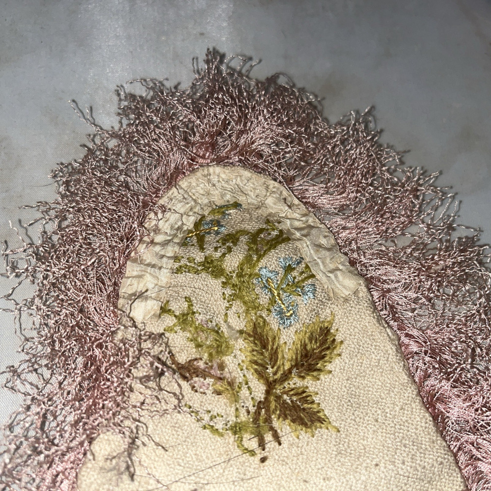 Antique Embroidered Fringed Embroidered Victorian Dress Pockets - Picture 5 of 6